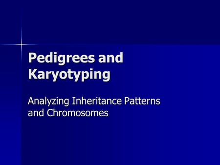Pedigrees and Karyotyping Analyzing Inheritance Patterns and Chromosomes.