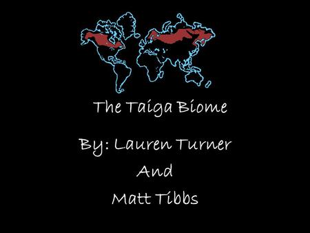 The Taiga Biome By: Lauren Turner And Matt Tibbs.