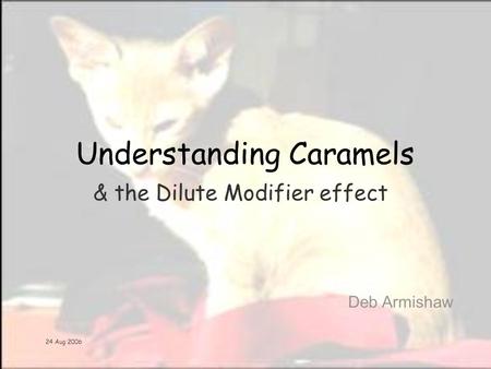 24 Aug 2006 Understanding Caramels Deb Armishaw & the Dilute Modifier effect.