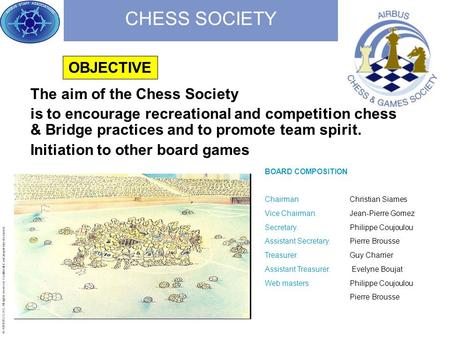 © AIRBUS S.A.S. All rights reserved. Confidential and proprietary document. CHESS SOCIETY The aim of the Chess Society is to encourage recreational and.