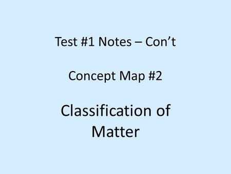Test #1 Notes – Con’t Concept Map #2
