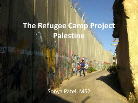 The Refugee Camp Project Palestine Sonya Patel, MS2.