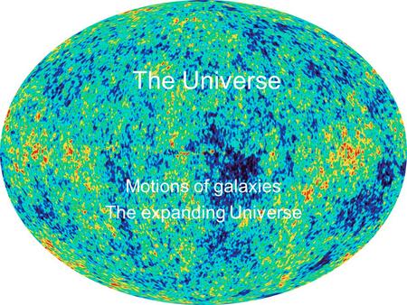 The Universe Motions of galaxies The expanding Universe.