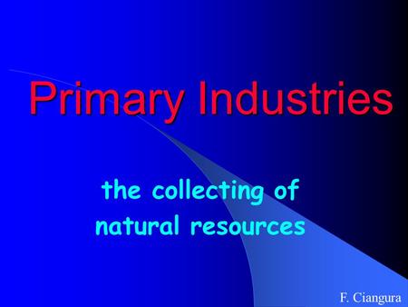 Primary Industries the collecting of natural resources F. Ciangura.