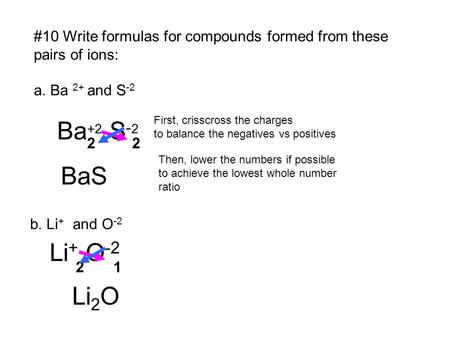#10 Write formulas for compounds formed from these