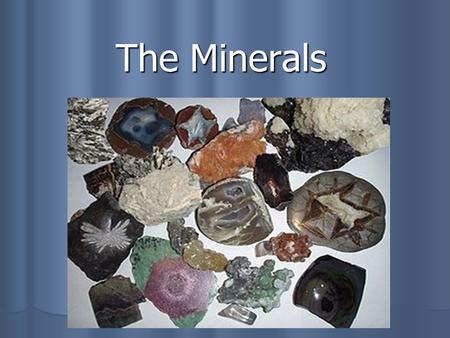 The Minerals. Minerals Minerals serve three roles: Minerals serve three roles: They provide structure in forming bones and teeth They provide structure.