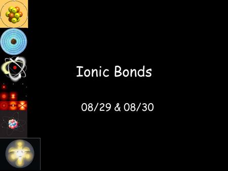 Ionic Bonds 08/29 & 08/30 Catalyst Complete the Chart.