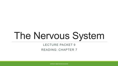 Lecture packet 9 Reading: Chapter 7