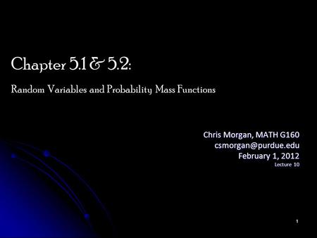 Chapter 5.1 & 5.2: Random Variables and Probability Mass Functions