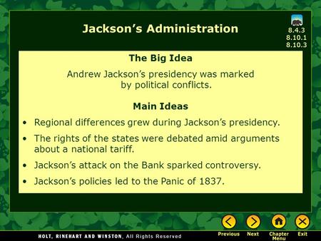 Jackson’s Administration