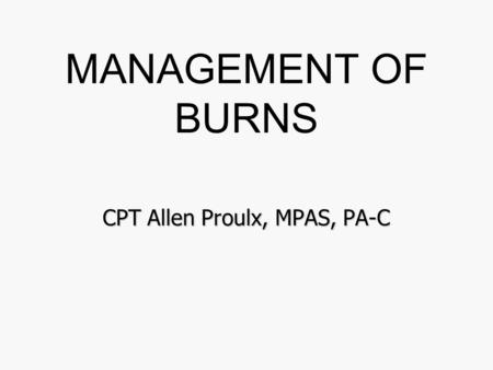 CPT Allen Proulx, MPAS, PA-C
