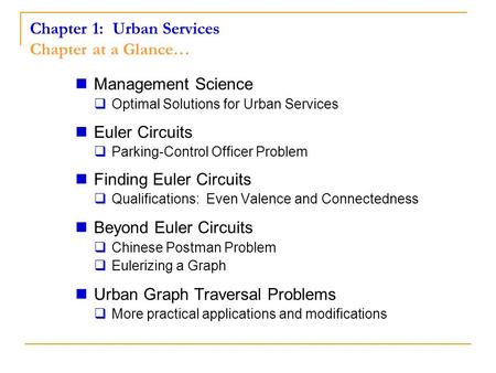 Chapter 1: Urban Services Chapter at a Glance…