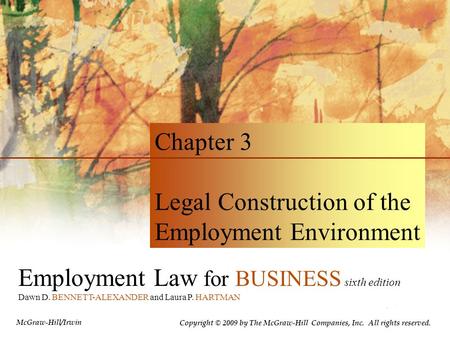Legal Construction of the Employment Environment