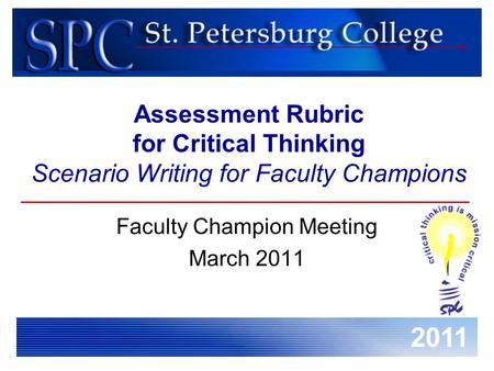 Faculty Champion Meeting March 2011
