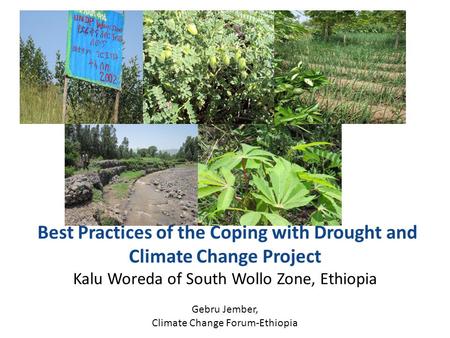 Best Practices of the Coping with Drought and Climate Change Project Kalu Woreda of South Wollo Zone, Ethiopia Gebru Jember, Climate Change Forum-Ethiopia.