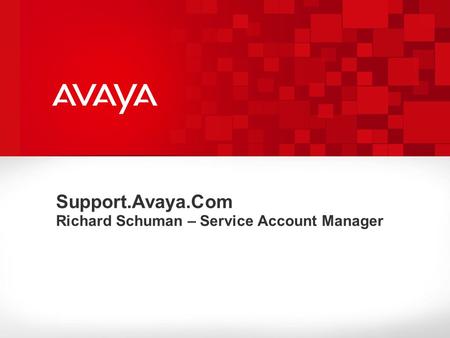 Support.Avaya.Com Richard Schuman – Service Account Manager.