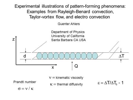 Experimental illustrations of pattern-forming phenomena: Examples from Rayleigh-Benard convection, Taylor-vortex flow, and electro convection  Guenter.