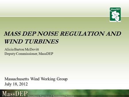 Mass DEP Noise Regulation and Wind Turbines