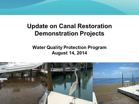 Update on Canal Restoration Demonstration Projects Water Quality Protection Program August 14, 2014.