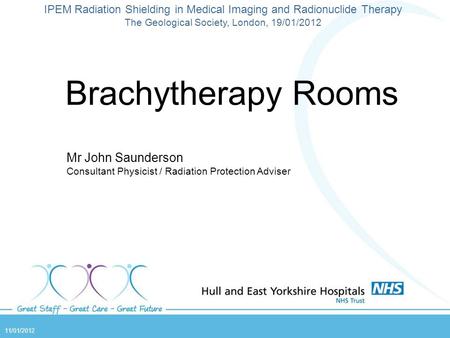 Brachytherapy Rooms Mr John Saunderson