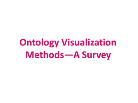 Ontology Visualization Methods—A Survey. INTRODUCTION ONTOLOGY DEFINITION purpose of this article : The best method for an ontology.