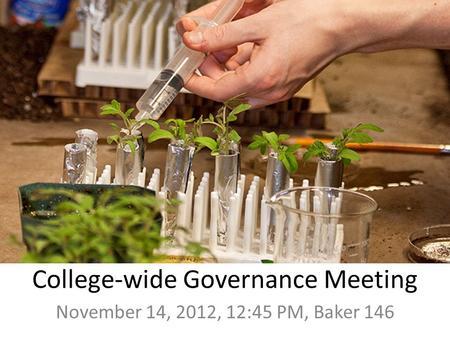 College-wide Governance Meeting November 14, 2012, 12:45 PM, Baker 146.
