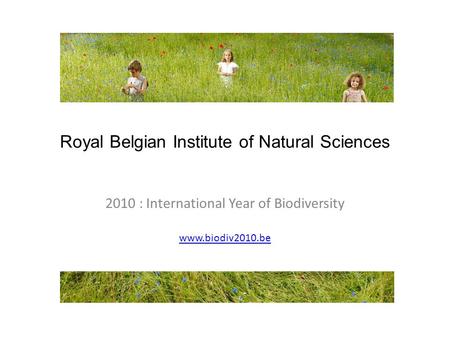 Royal Belgian Institute of Natural Sciences 2010 : International Year of Biodiversity www.biodiv2010.be.
