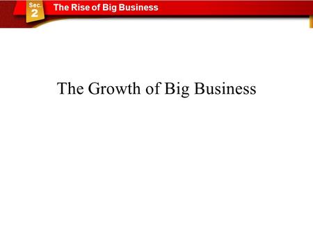 The Growth of Big Business The Rise of Big Business.