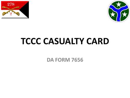 TCCC CASUALTY CARD DA FORM 7656.