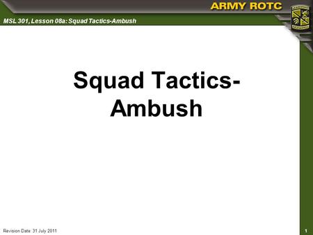 Squad Tactics- Ambush.