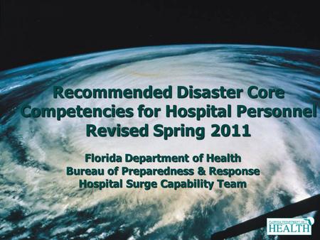 Bureau of Preparedness & Response Hospital Surge Capability Team