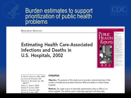 Burden estimates to support prioritization of public health problems.