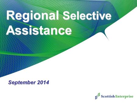 Regional Selective Assistance September 2014. Purpose Of The Grant  Aims to improve job opportunities provided in the Assisted Areas of Scotland Supporting.