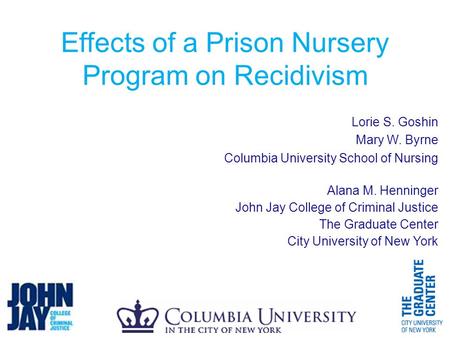 Effects of a Prison Nursery Program on Recidivism