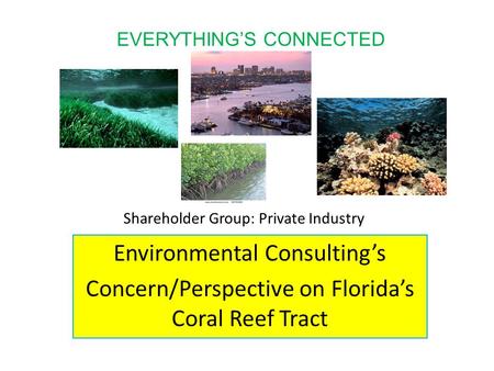Shareholder Group: Private Industry Environmental Consulting’s Concern/Perspective on Florida’s Coral Reef Tract EVERYTHING’S CONNECTED.
