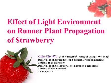 Effect of Light Environment on Runner Plant Propagation of Strawberry