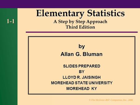 Elementary Statistics MOREHEAD STATE UNIVERSITY