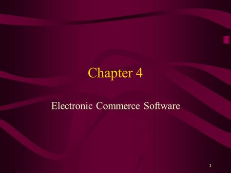 Electronic Commerce Software