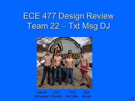 ECE 477 Design Review Team 22  Txt Msg DJ Garrett Strzelecki Kyle Brown John Doherty Chris McCabe K.