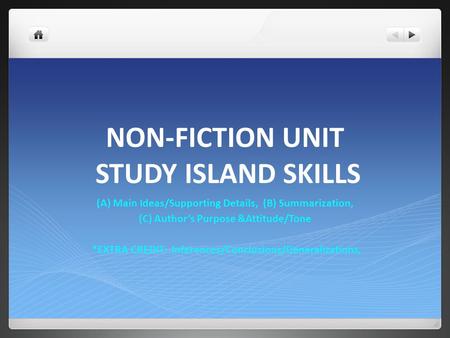 NON-FICTION UNIT STUDY ISLAND SKILLS