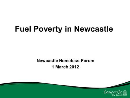 Fuel Poverty in Newcastle Newcastle Homeless Forum 1 March 2012.