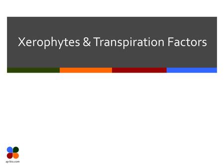 Xerophytes & Transpiration Factors