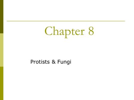 Chapter 8 Protists & Fungi.