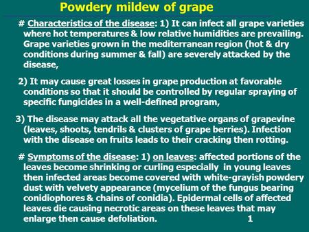 Powdery mildew of grape