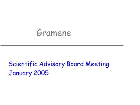 Gramene Scientific Advisory Board Meeting January 2005.