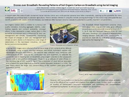 Drones over Broadbalk: Revealing Patterns of Soil Organic Carbon on Broadbalk using Aerial Imaging Andy Macdonald 1, Emilien Aldana-Jague 2, Kristof Van.