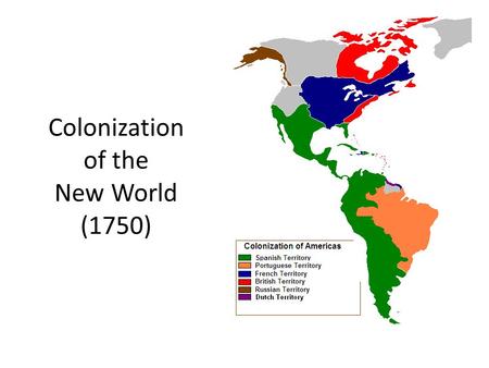 Colonization of the New World (1750). Trading in the Old World– New World Market Half of the students will be “New World Consumers” and the other half.