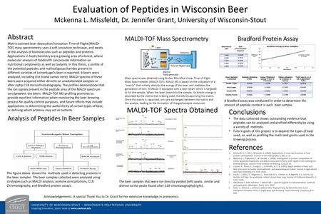 Evaluation of Peptides in Wisconsin Beer Mckenna L. Missfeldt, Dr. Jennifer Grant, University of Wisconsin-Stout Abstract Matrix-assisted laser desorption/ionization.