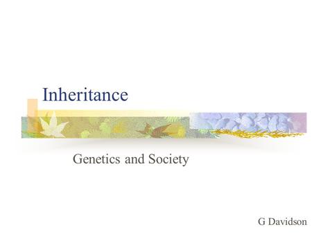 Inheritance Genetics and Society G Davidson. Selective Breeding Many people are concerned with breeding animals and plants. Because variation exists between.