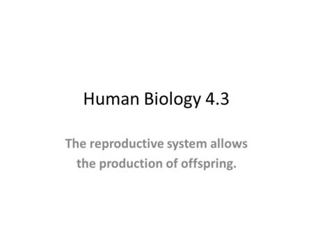 The reproductive system allows the production of offspring.